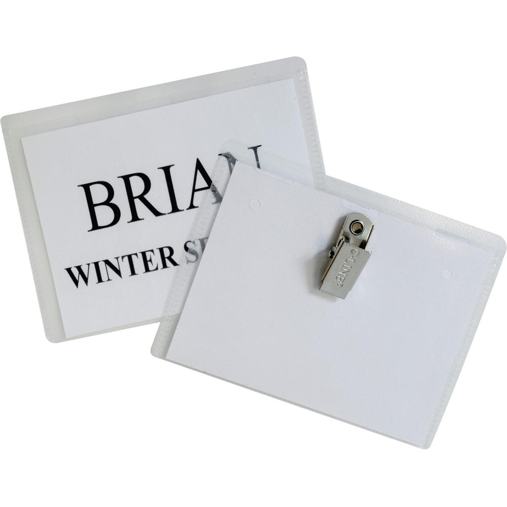 C-Line Clip Style Name Badge Holder Kit - Sealed Holders with Inserts, 4 x 3, 96/BX, 95596. Picture 1