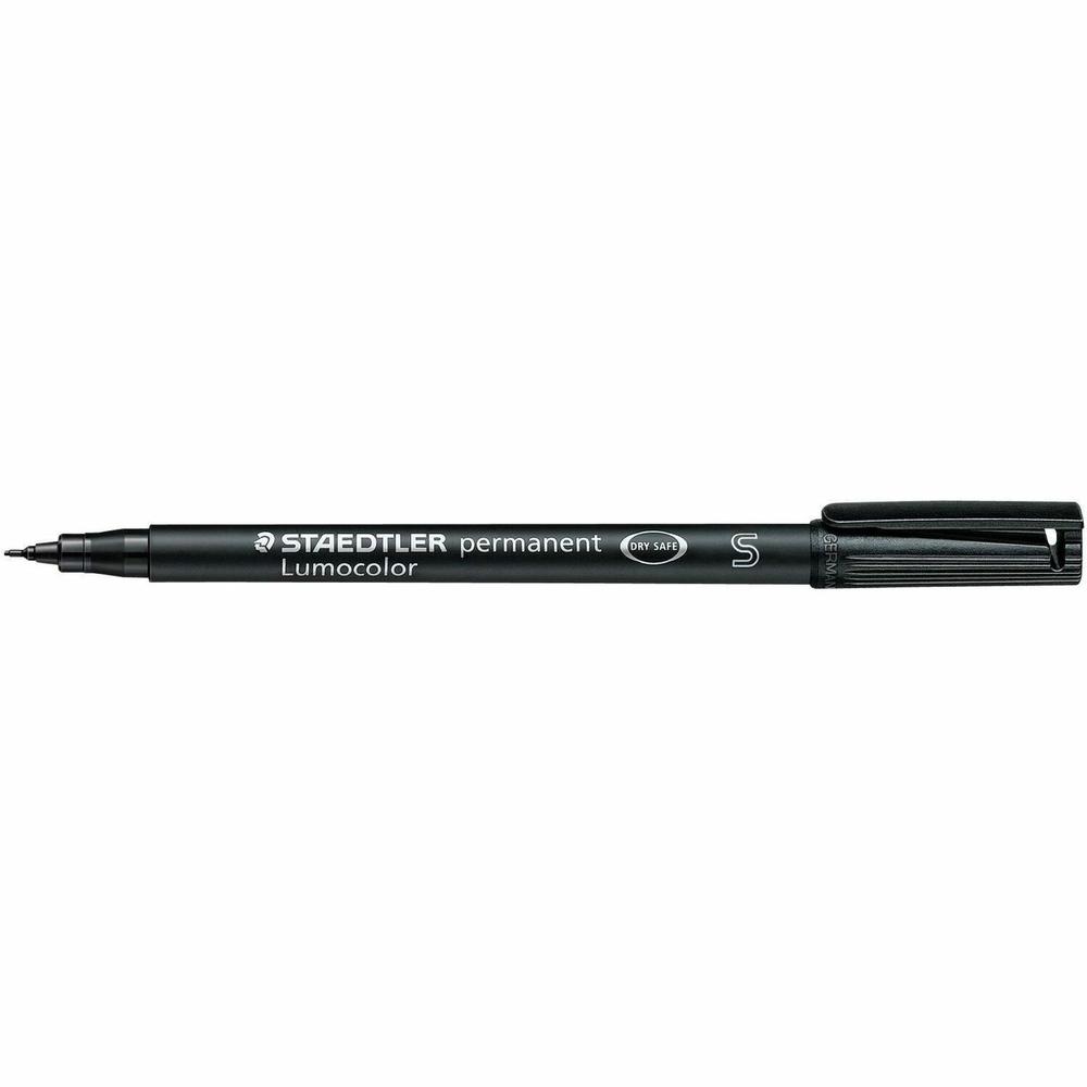 Lumocolor Permanent Pen Markers - Fine Marker Point - 0.4 mm Marker Point Size - Refillable - Black - Black Polypropylene Barrel - 10 / Box. Picture 1