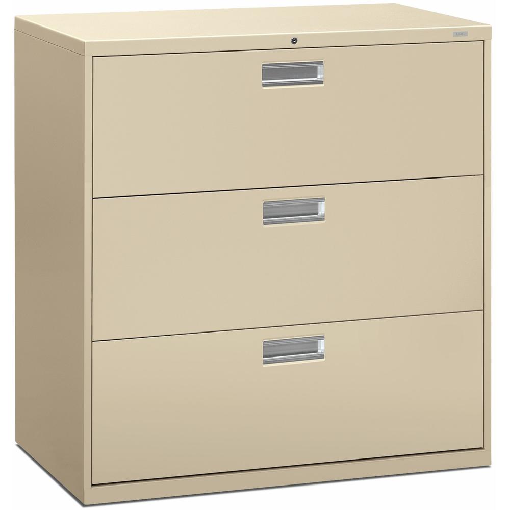 HON Brigade 600 H693 Lateral File - 42" x 18" x 40.9" - 3 Drawer(s) - Finish: Putty. Picture 1
