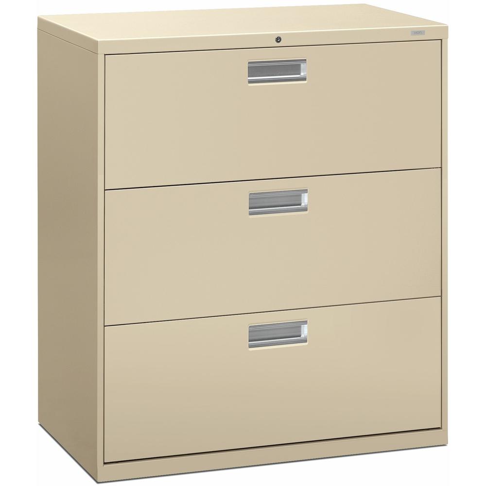 HON Brigade 600 H683 Lateral File - 36" x 18" x 40.9" - 3 Drawer(s) - Finish: Putty. Picture 1