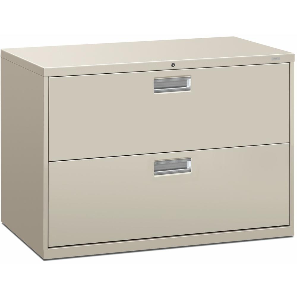 HON Brigade 600 H692 Lateral File - 42" x 18" x 28.4" - 2 Drawer(s) - Finish: Light Gray. Picture 1