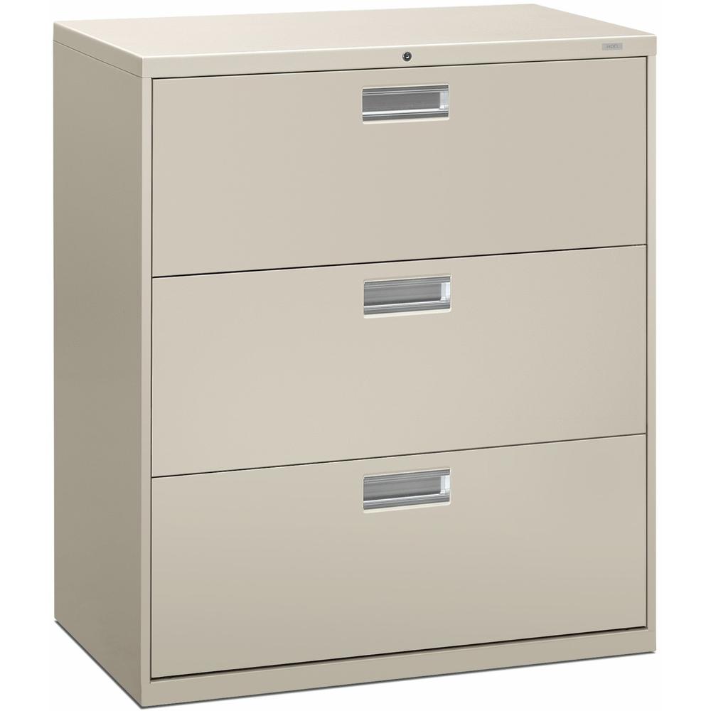 HON Brigade 600 H683 Lateral File - 36" x 18"40.9" - 3 Drawer(s) - Finish: Light Gray. Picture 1
