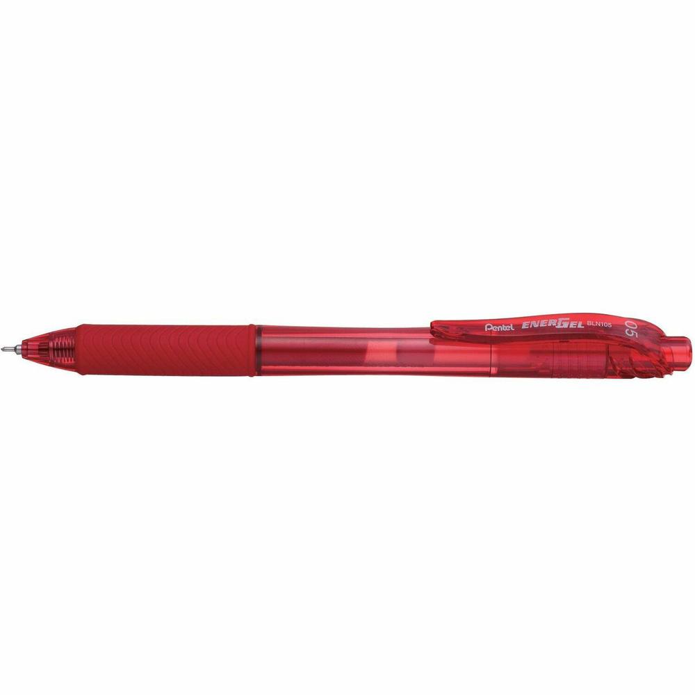 EnerGel EnerGel-X Retractable Gel Pens - Fine Pen Point - 0.5 mm Pen Point Size - Needle Pen Point Style - Refillable - Retractable - Red Gel-based Ink - Red Barrel - 1 Dozen. Picture 1