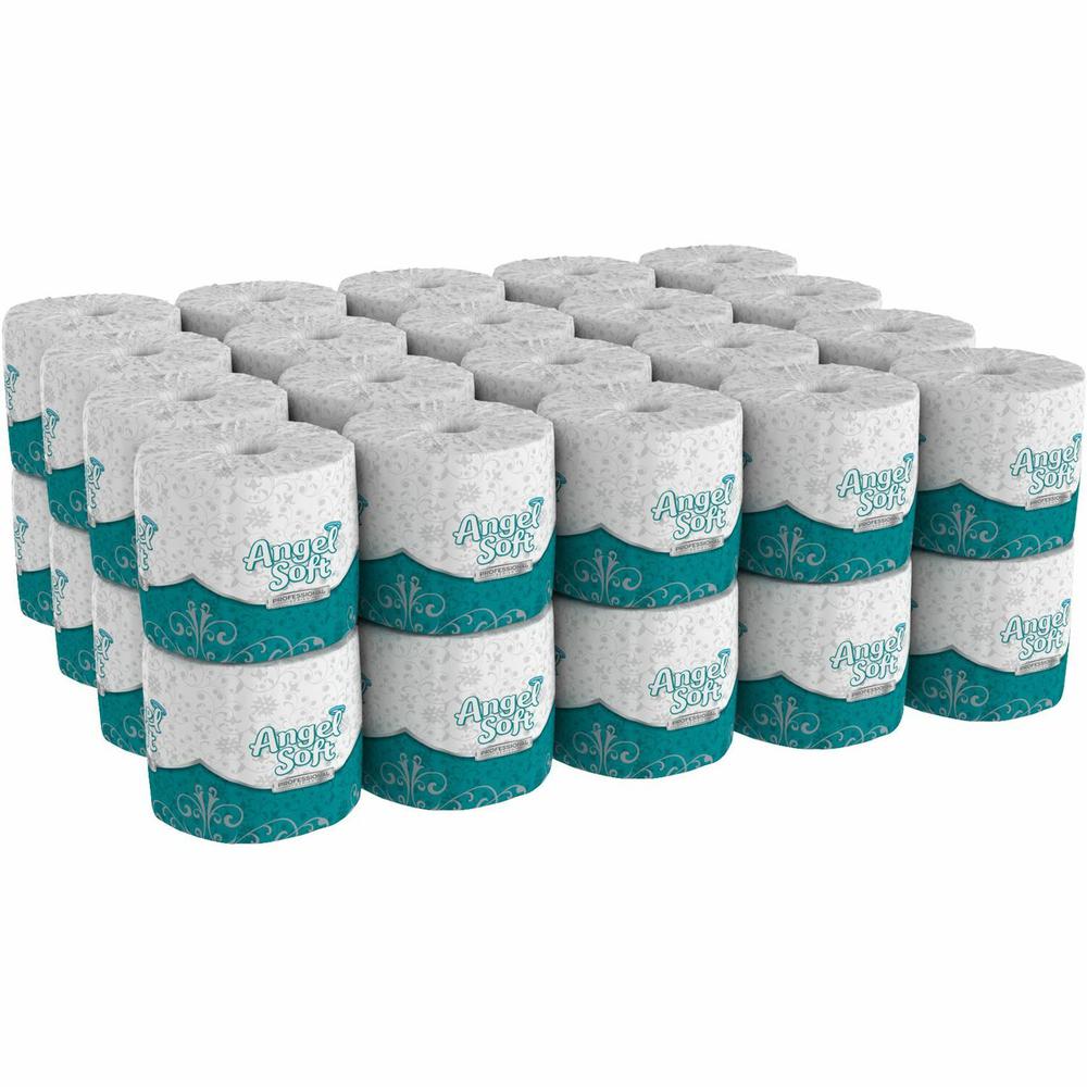 Angel Soft Professional Series Embossed Toilet Paper - 2 Ply - 4" x 4.05" - 450 Sheets/Roll - White - Fiber - Soft, Thick, Embossed, Septic Safe - For Food Service, Office Building - 40 / Carton. Picture 1