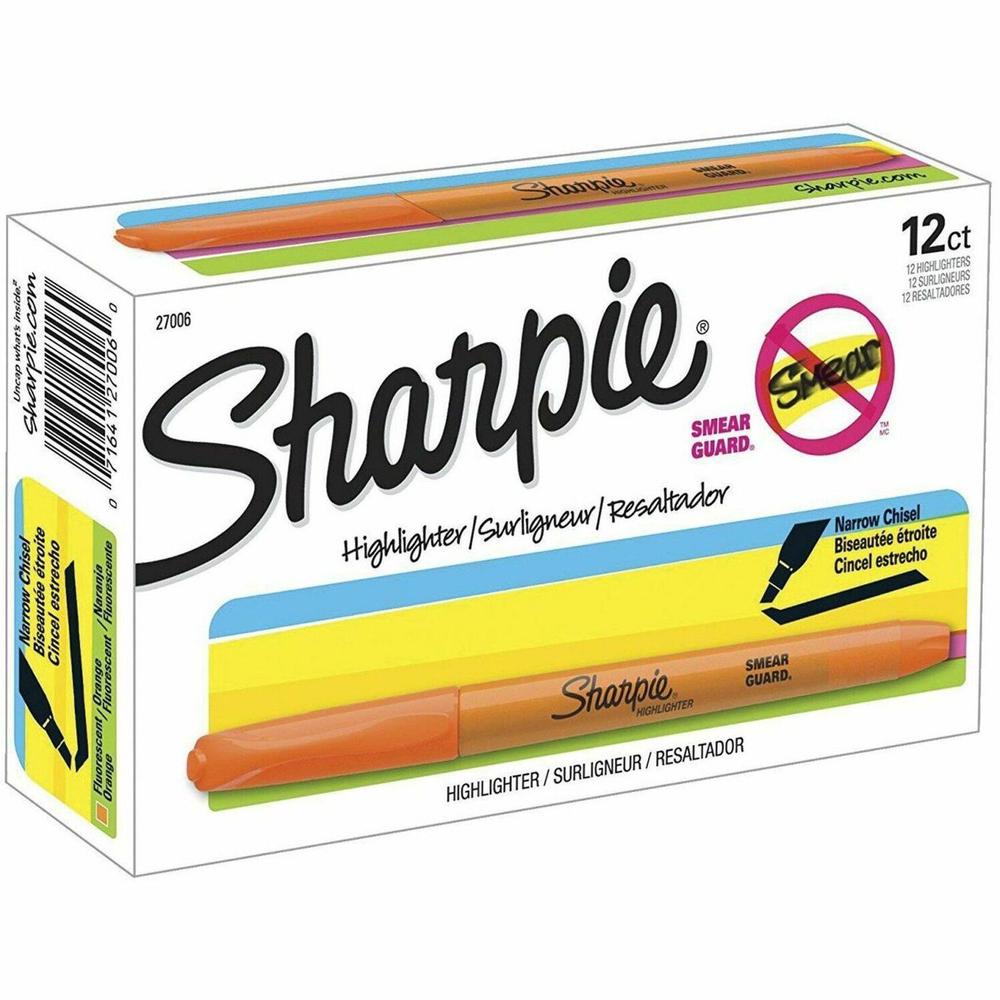 Sharpie Highlighter - Pocket - Chisel Marker Point Style - Fluorescent Orange - 12 / Dozen. Picture 1
