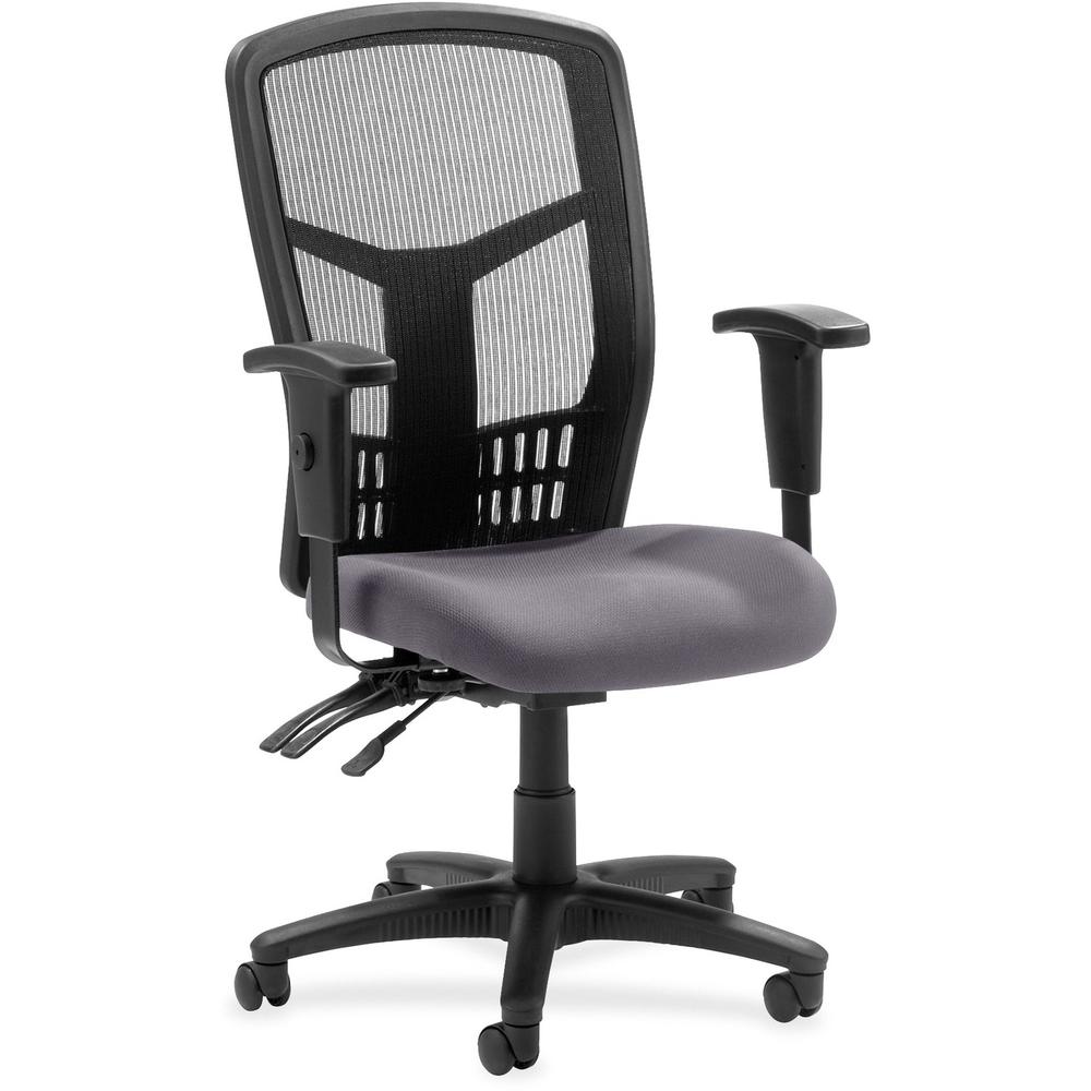 Lorell Executive High-back Mesh Chair - Canyon Carbon Antimicrobial Vinyl Seat - Black Mesh Back - Black Steel, Plastic Frame - High Back - 5-star Base - Carbon, Canyon - 1 Each. Picture 1