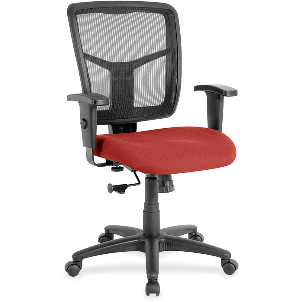 Lorell Ergomesh Mid Back Swivel Mesh Chair - Canyon Red Rock Antimicrobial Vinyl Seat - Black Mesh Back - Mid Back - 5-star Base - 1 Each. Picture 1