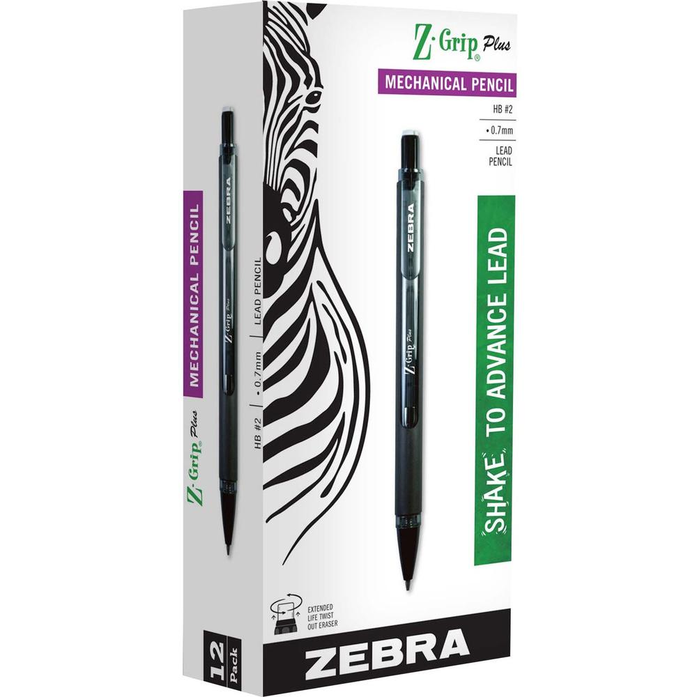 Zebra Z-Grip Plus Mechanical Pencil - 0.7 mm Lead Diameter - Refillable - Black Lead - 1 Dozen. Picture 1