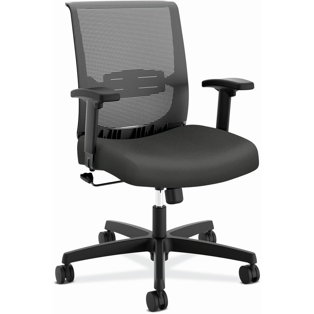 HON Convergence Chair - Iron Ore Fabric Seat - Black Mesh Back - Black Frame - 5-star Base - Iron Ore. Picture 1