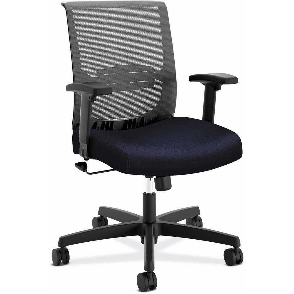 HON Convergence Chair - Navy Fabric Seat - Black Mesh Back - Black Frame - 5-star Base - Navy. Picture 1