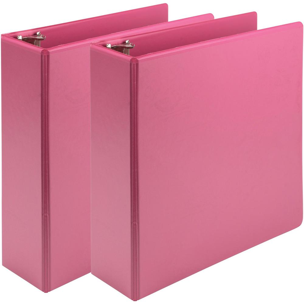 Samsill Earth's Choice Plant-based View Binders - 3" Binder Capacity - Letter - 8 1/2" x 11" Sheet Size - 3 x Round Ring Fastener(s) - 2 Pocket(s) - Chipboard, Polypropylene, Plastic - Berry Pink - Re. Picture 1