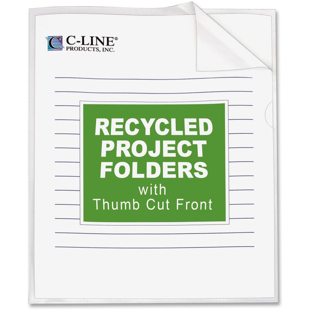 C-Line Recycled Poly Project Folders - Clear, Reduced Glare, 11 x 8-1/2, 25/BX, 62127. The main picture.