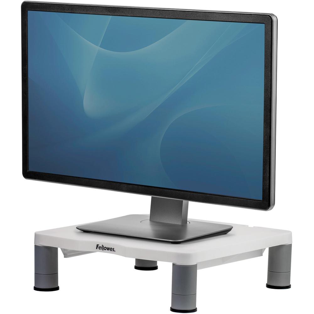 Fellowes Standard Monitor Riser - Up to 21" Screen Support - 60 lb Load Capacity - CRT, LCD Display Type Supported - 4" Height x 13.1" Width x 13.5" Depth - Desktop - Plastic - Graphite, Platinum. The main picture.