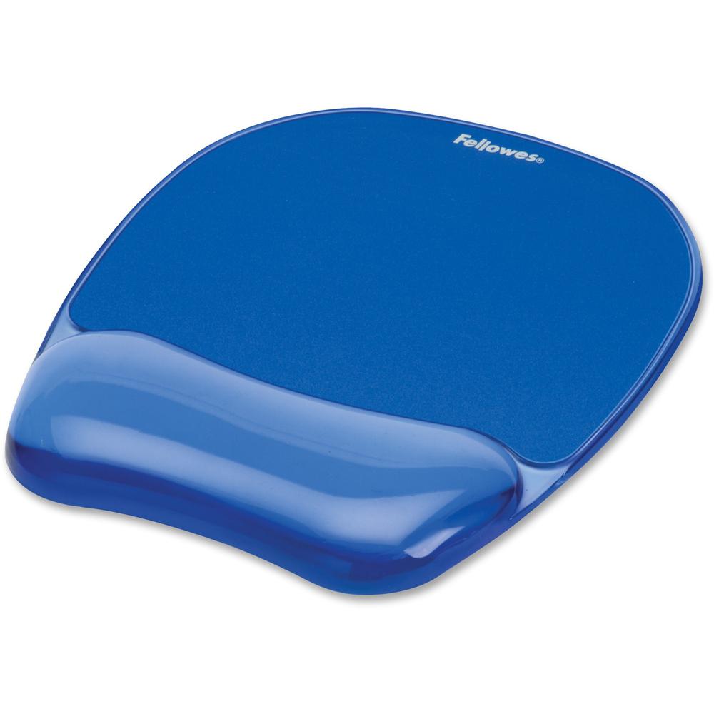 Fellowes Crystals&reg; Gel Mousepad/Wrist Rest - Blue - 0.75" x 7.88" x 9.19" Dimension - Blue - Gel, Rubber - Stain Resistant, Skid Proof - 1 Pack. Picture 1