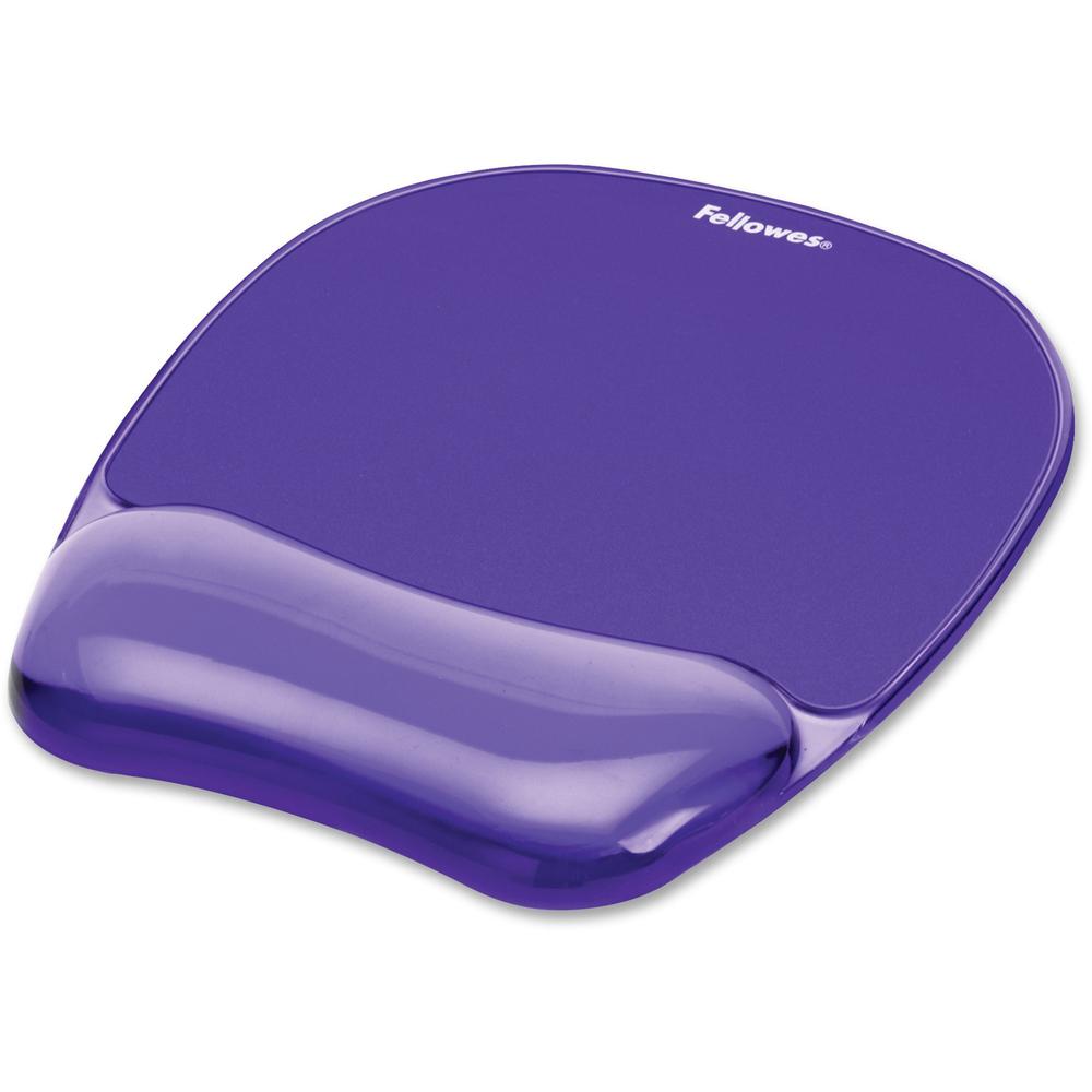 Fellowes Crystals Gel Mousepad/Wrist Rest - 0.75" x 7.88" x 9.19" Dimension - Purple - Rubber, Gel - Stain Resistant, Skid Proof - 1 Pack. Picture 1