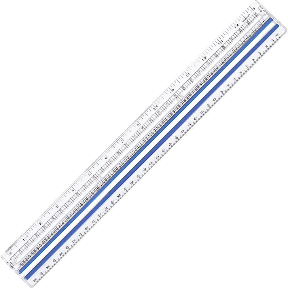 Westcott Magnifying Computer Printout Rulers - 15" Length 1" Width - 1/16 Graduations - Imperial, Metric Measuring System - Acrylic - 1 Each - Clear. The main picture.