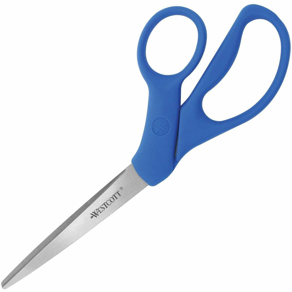 Westcott 8" Bent All Purpose Scissors - 3.50" Cutting Length - 8" Overall Length - Bent-left/right - Stainless Steel - Pointed Tip - Stainless Steel - 1 Each. Picture 1