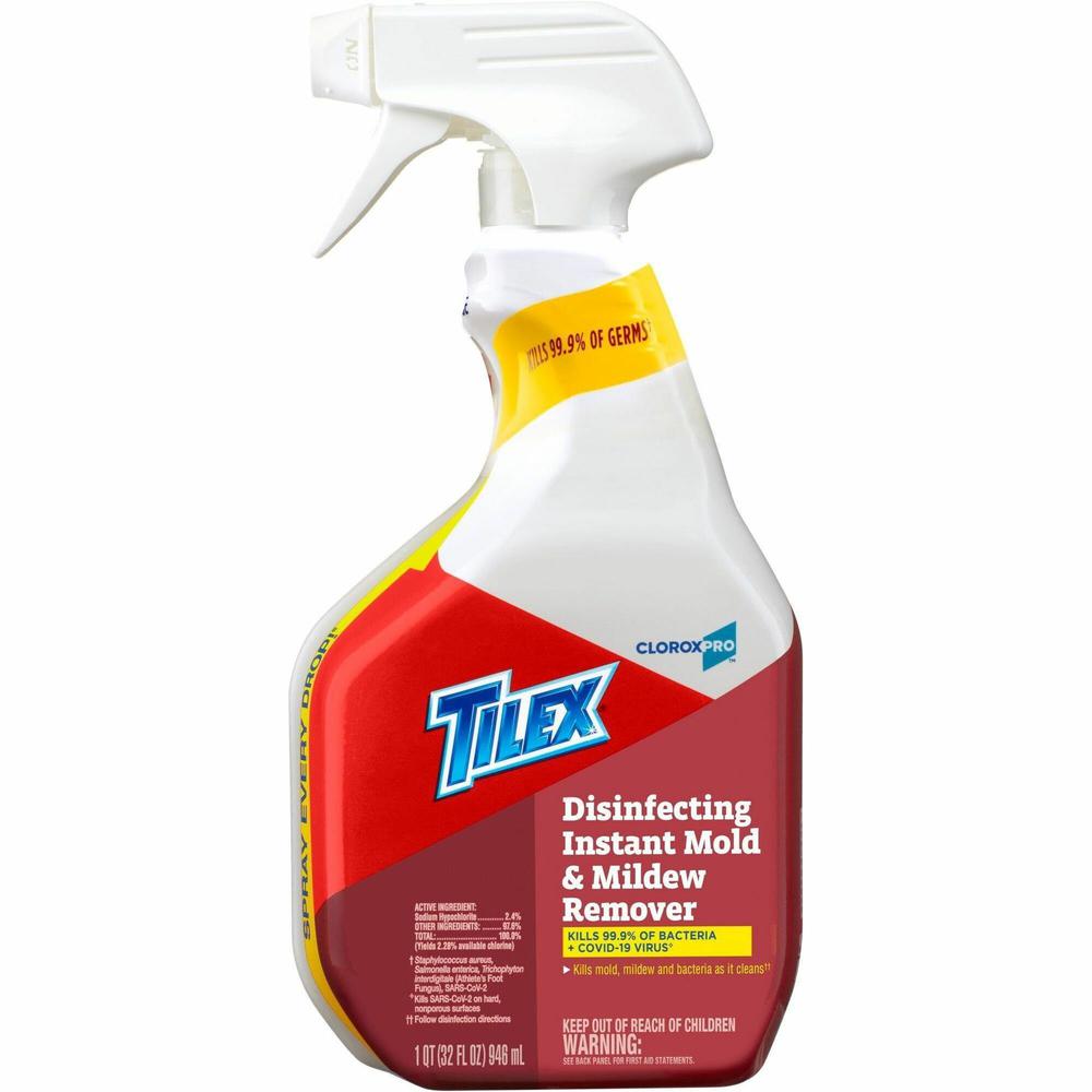 CloroxPro&trade; Tilex Disinfecting Instant Mold and Mildew Remover Spray - For Nonporous Surface, Tile, Toilet, Fiberglass - 32 fl oz (1 quart) - 1 Each - Disinfectant - White. Picture 1