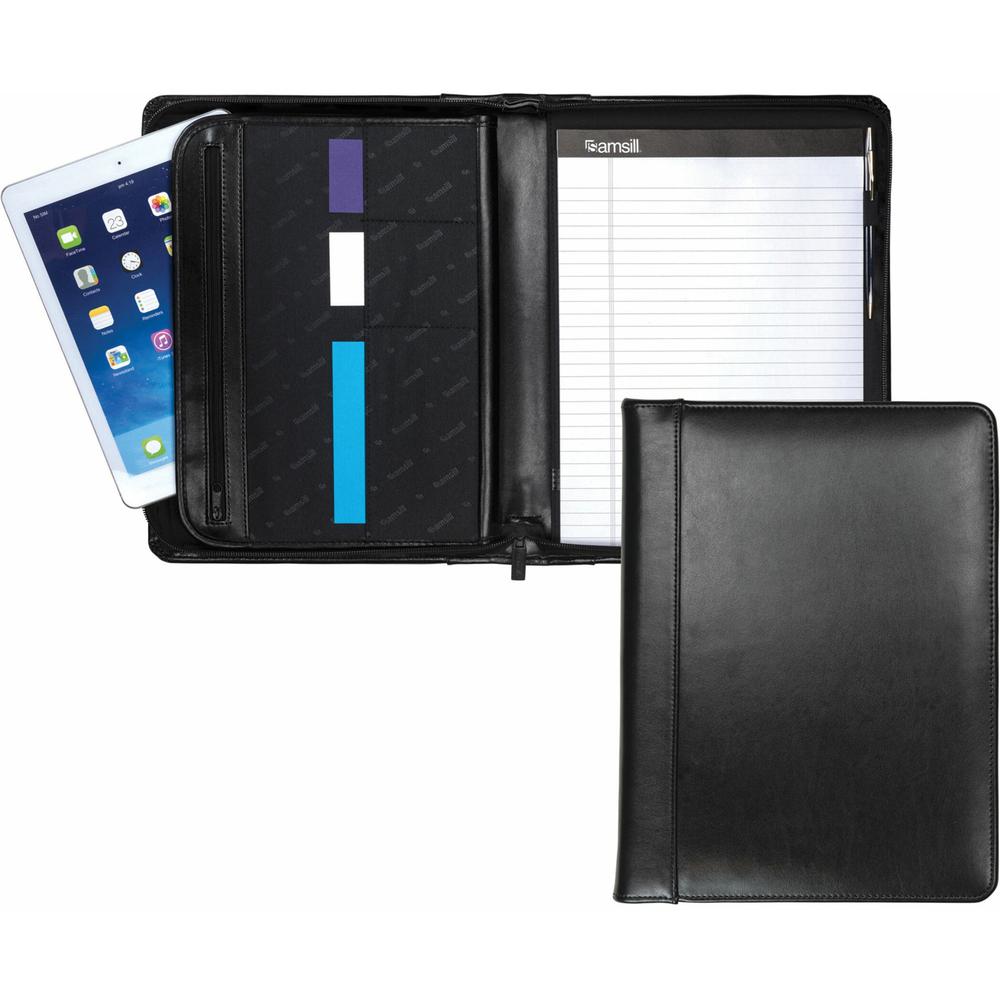 Samsill Regal Letter Pad Folio - 8 1/2" x 11" - Internal Pocket(s) - Leather - Black - 1 Each. Picture 1