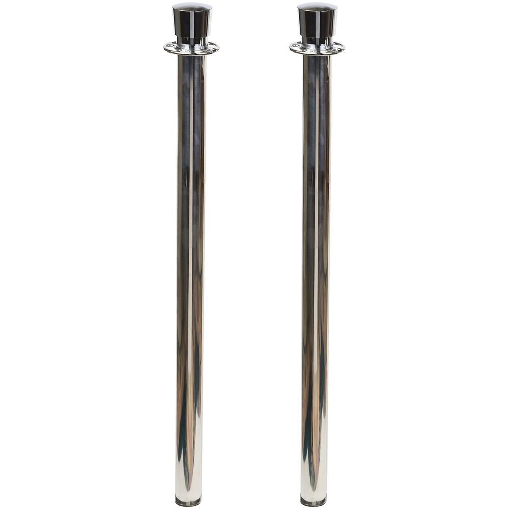 Tatco Heavy-duty Posts for Stanchion - Stainless Steel 41" Post Black Rope - Chrome - 2 / Box. Picture 1