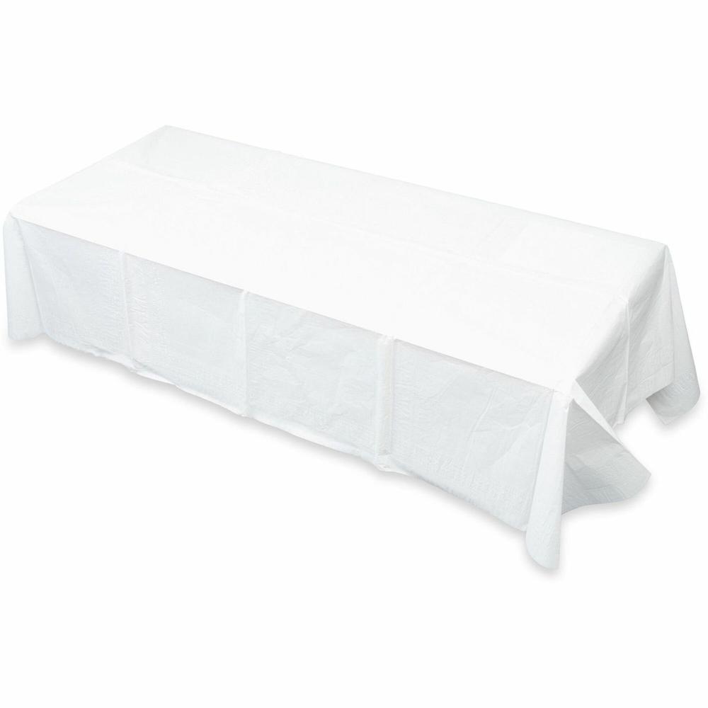 Tatco White Paper Rectangular Tablecovers - 108" Length x 54" Width - Paper - White - 20 / Carton. Picture 1