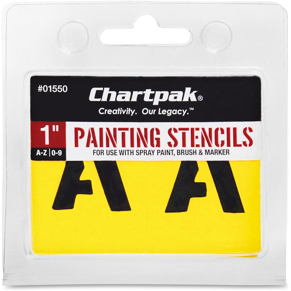 Chartpak Painting Letters/Numbers Stencils - 1" - Gothic - Yellow. Picture 1