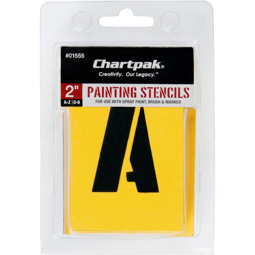 Chartpak Painting Letters/Numbers Stencils - 2" - Gothic - Yellow. Picture 1
