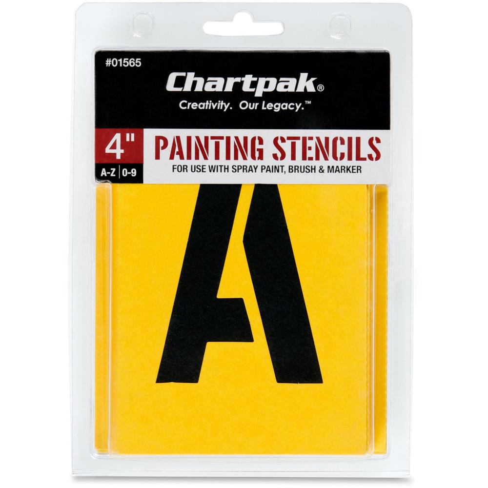 Chartpak Painting Letters/Numbers Stencils - 4" - Gothic - Yellow. The main picture.