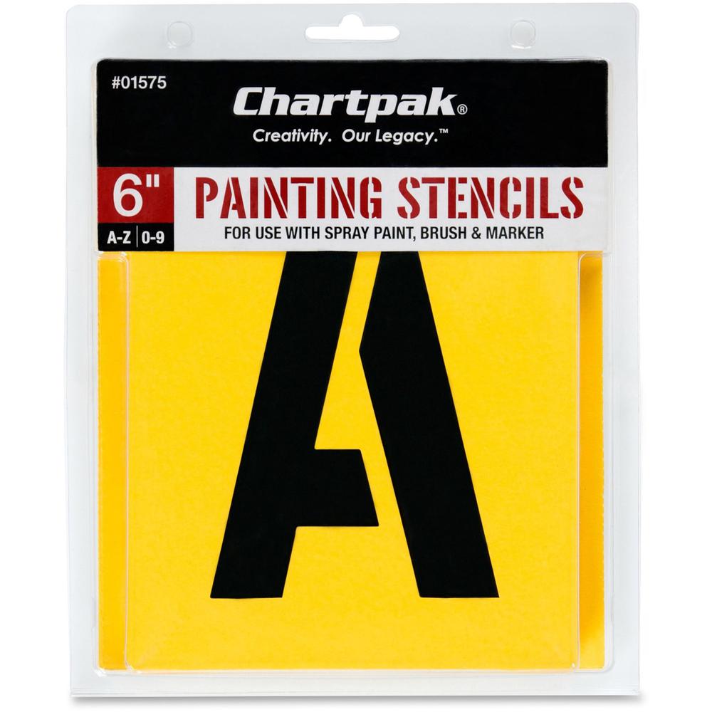 Chartpak Painting Letters/Numbers Stencils - 6" - Gothic - Yellow. Picture 1