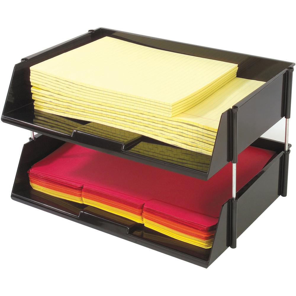 Deflecto Industrial Tray Side-Load Stacking Tray - 1500 x Sheet - 2 Tier(s) - 3.5" Height x 16.5" Width x 11.8" Depth - Plastic - 2 / Set. The main picture.