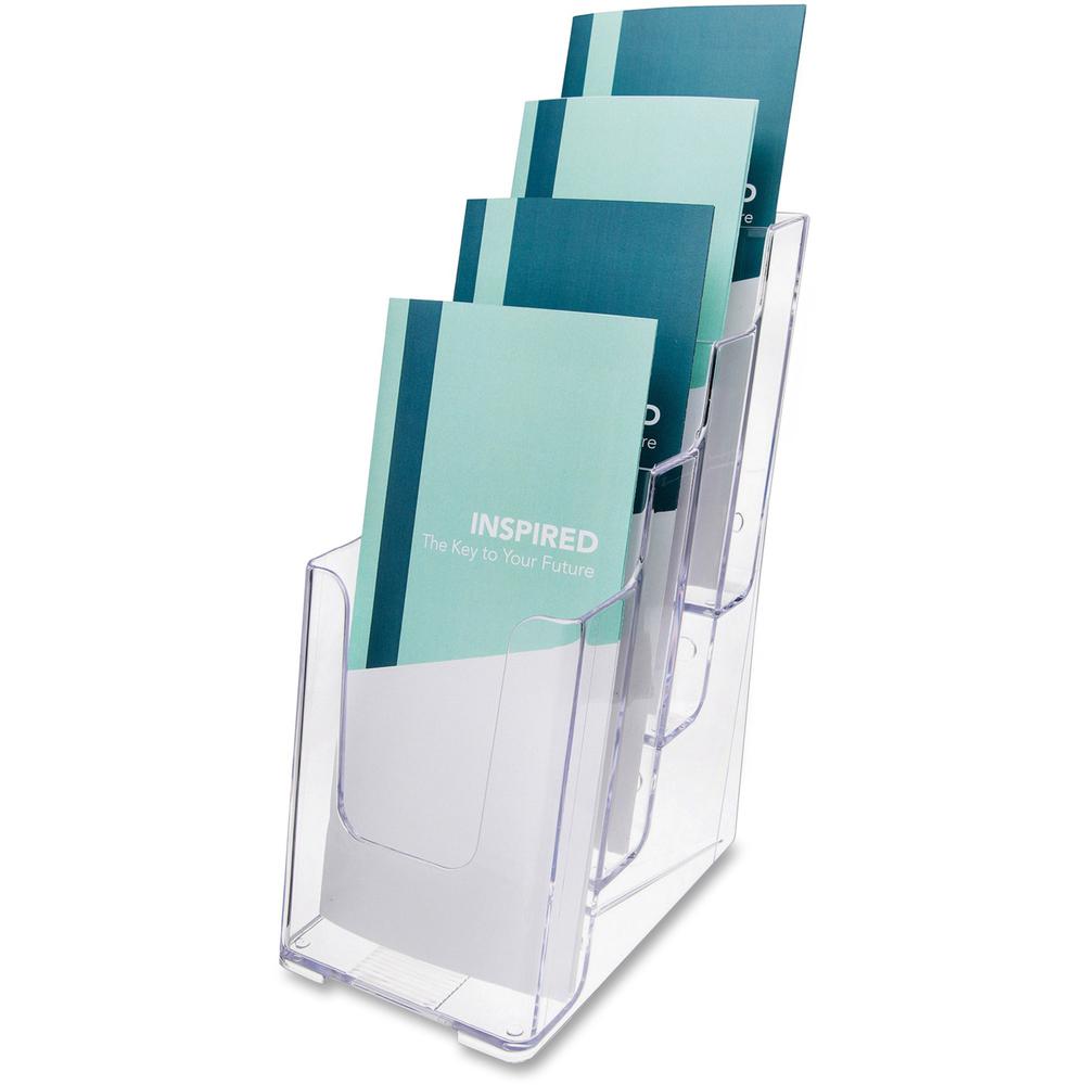 Deflecto Multi-Compartment DocuHolder - 4 Pocket(s) - 4 Tier(s) - 10" Height x 4.9" Width x 8" DepthDesktop - Leaflet Size - Clear - Plastic - 1 Each. Picture 1