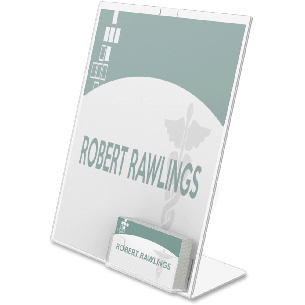 Deflecto Superior Image Slanted Sign Holders - 1 Each - 11" Width x 8.5" Height - Rectangular Shape - Plastic - Clear. Picture 1
