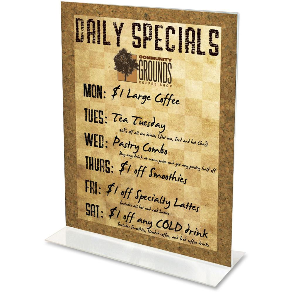 Deflecto Classic Image Double-Sided Sign Holder - 1 Each - 8.5" Width x 11" Height - Rectangular Shape - Self-standing, Bottom Loading - Indoor, Outdoor - Plastic - Clear. The main picture.