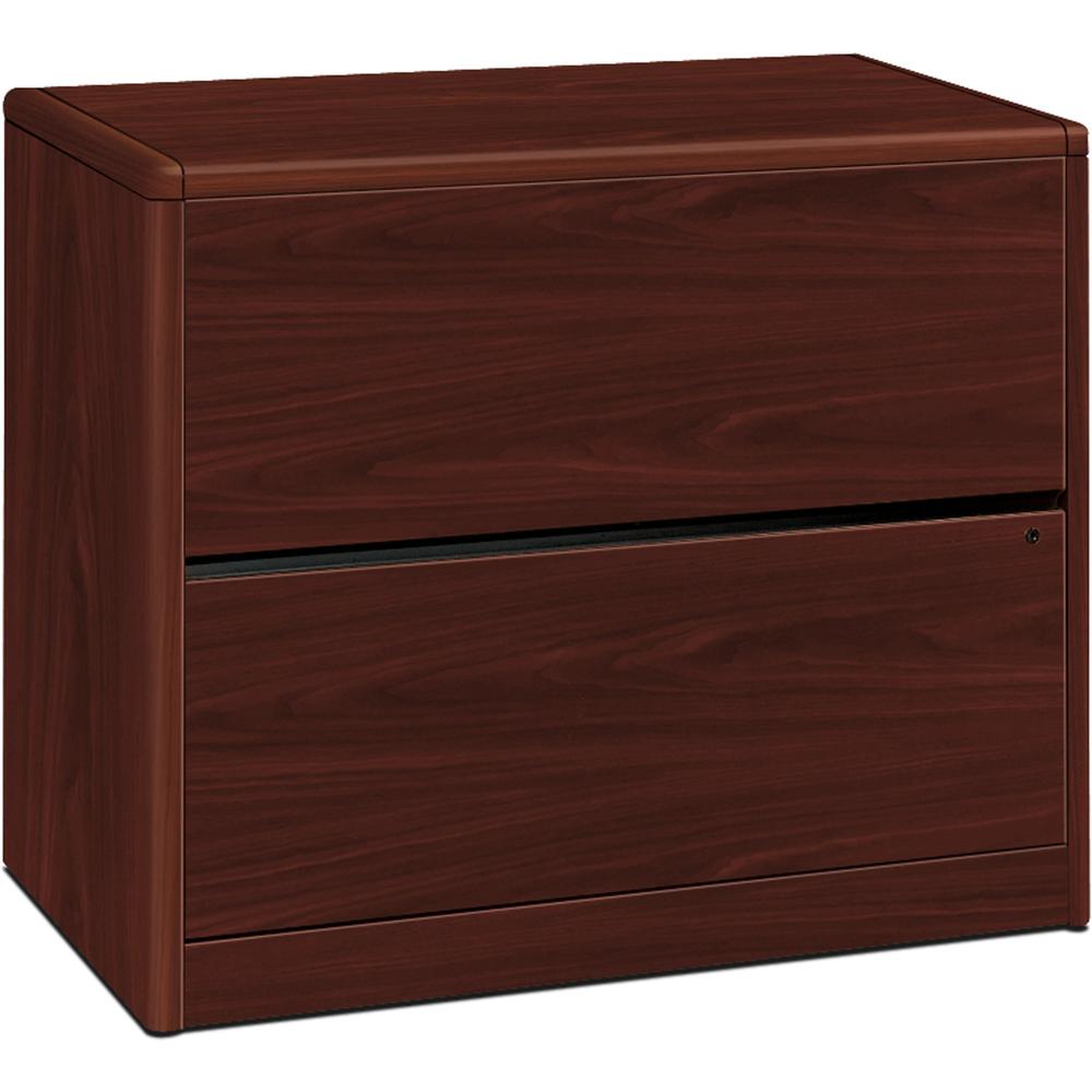 HON 10700 Series Lateral File 2 Drawers - 36" x 20" x 29.6" - 2 - Waterfall Edge - Material: Wood - Finish: Laminate, Mahogany. The main picture.