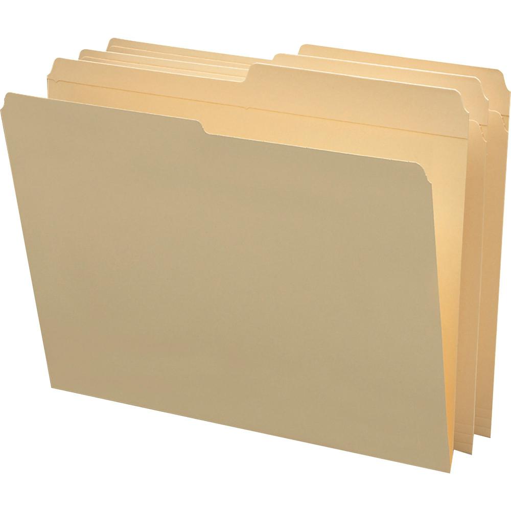 Smead 1/2 Tab Cut Letter Recycled Top Tab File Folder - 8 1/2" x 11" - 3/4" Expansion - Top Tab Location - Assorted Position Tab Position - Manila - Manila - 10% Recycled - 100 / Box. The main picture.