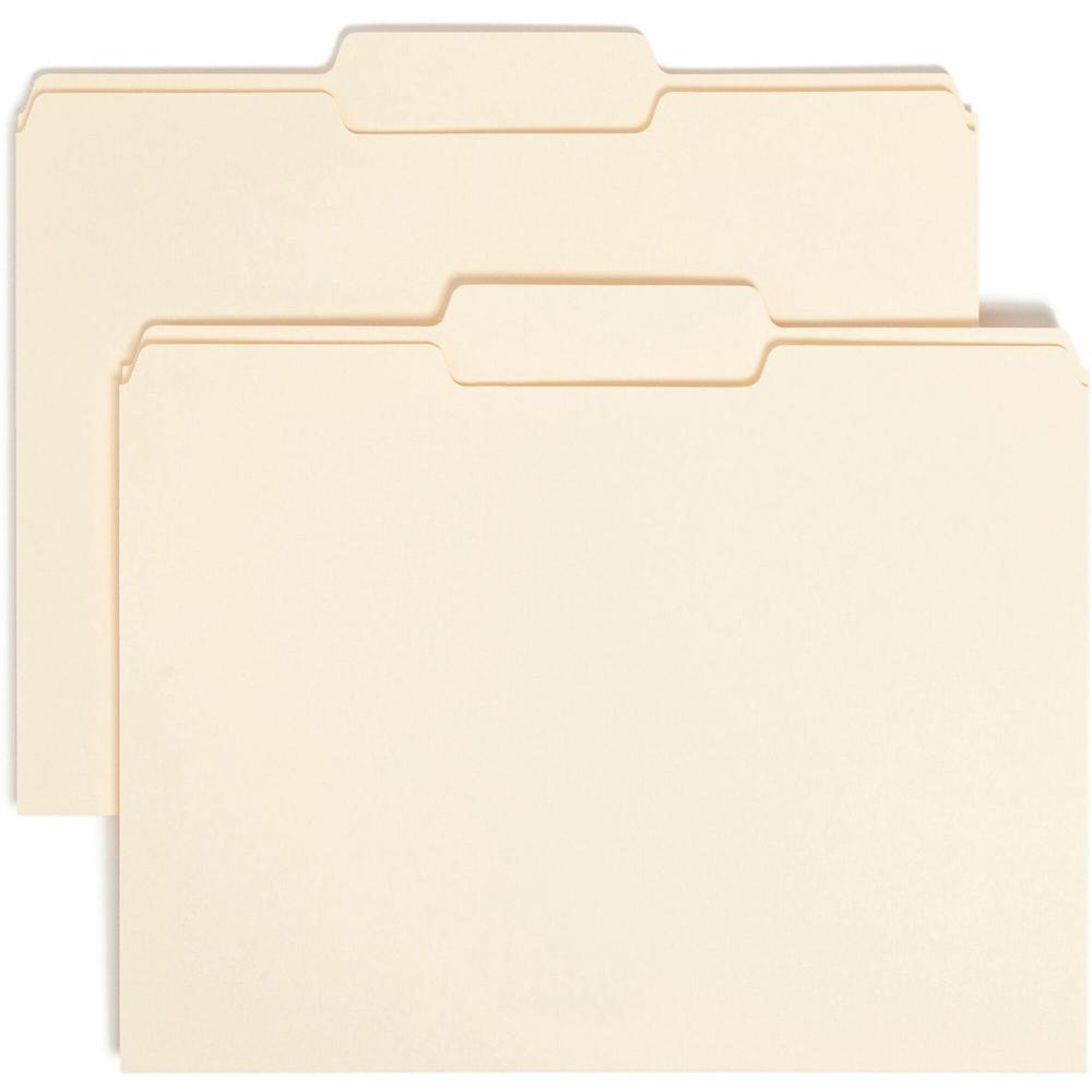 Smead 1/3 Tab Cut Letter Recycled Top Tab File Folder - 8 1/2" x 11" - 3/4" Expansion - Top Tab Location - Center Tab Position - Manila - Manila - 10% Recycled - 100 / Box. Picture 1