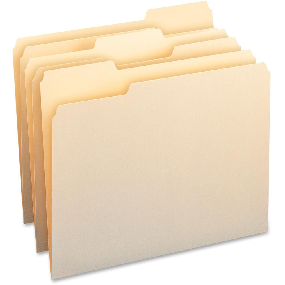 Smead WaterShed/CutLess 1/3 Tab Cut Letter Recycled Top Tab File Folder - 8 1/2" x 11" - 3/4" Expansion - Top Tab Location - Assorted Position Tab Position - Manila - Manila - 30% Recycled - 100 / Box. The main picture.