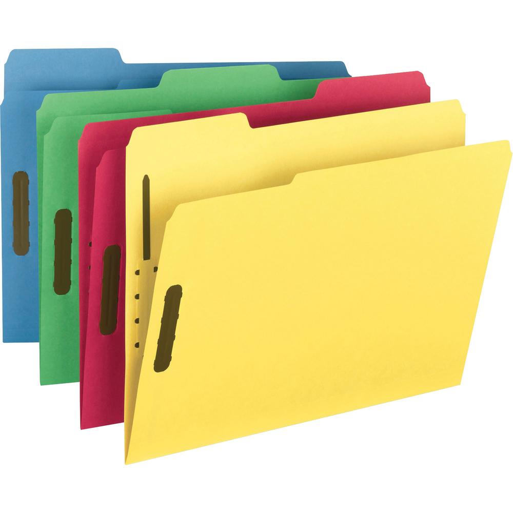 Smead Colored 1/3 Tab Cut Letter Recycled Fastener Folder - 8 1/2" x 11" - 3/4" Expansion - 2 x 2K Fastener(s) - 2" Fastener Capacity for Folder - Top Tab Location - Assorted Position Tab Position - B. Picture 1