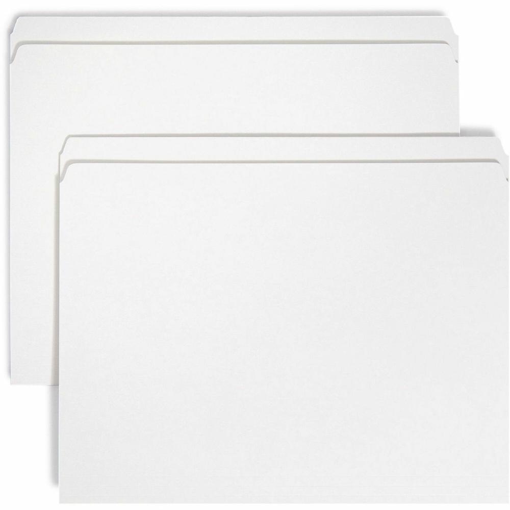 Smead Colored Straight Tab Cut Letter Recycled Top Tab File Folder - 8 1/2" x 11" - 3/4" Expansion - White - 10% Recycled - 100 / Box. The main picture.