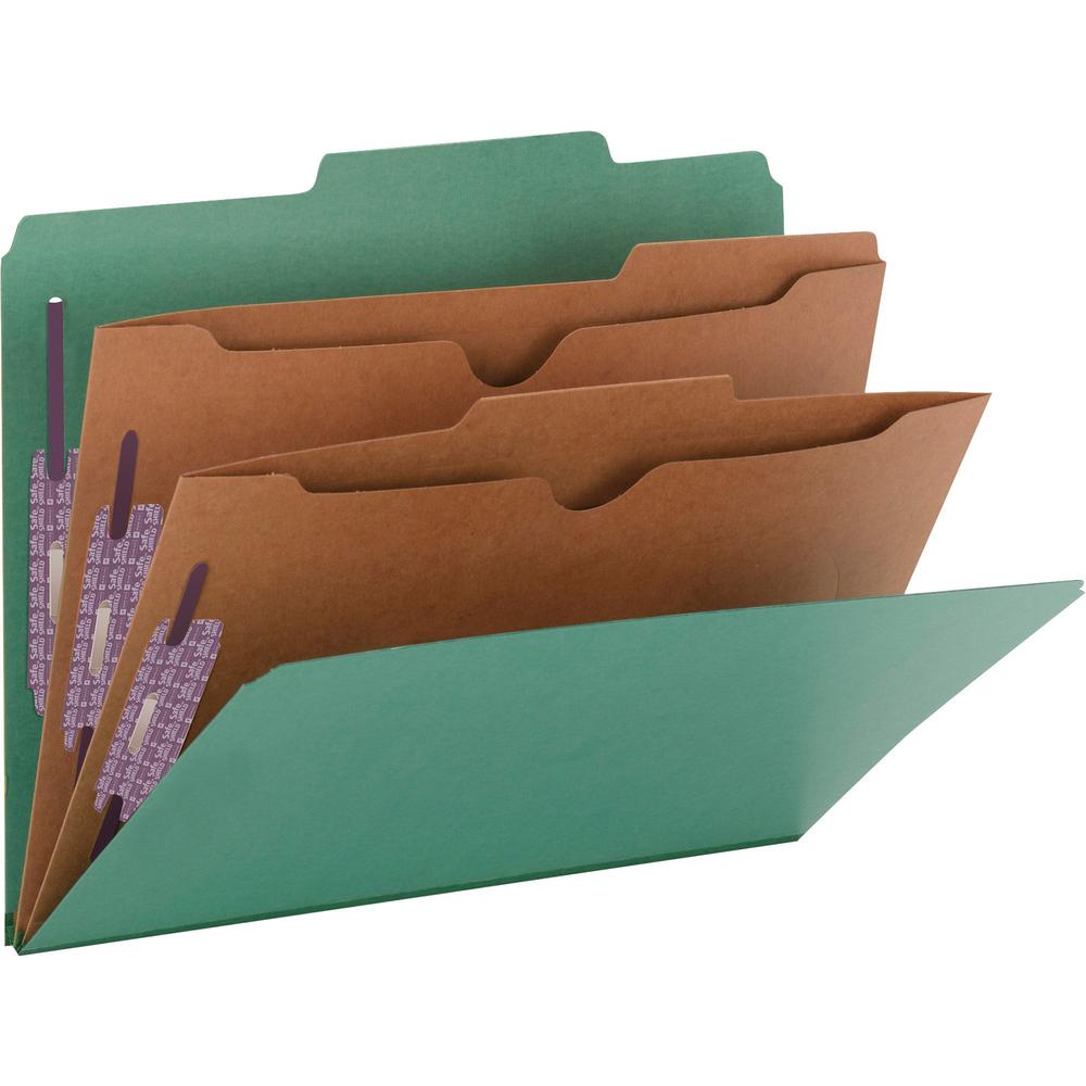 Smead Pocket Divider PressBoard Classification Folders - Letter - 8 1/2" x 11" Sheet Size - 2" Expansion - 2" Fastener Capacity for Folder - 2 Pocket(s) - 2/5 Tab Cut - Right of Center Tab Location - . Picture 1