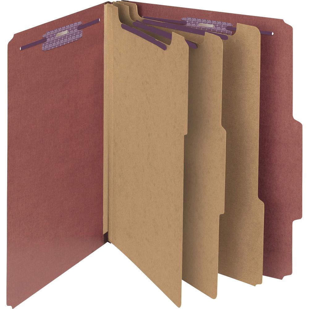 Smead SafeSHIELD 2/5 Tab Cut Letter Recycled Classification Folder - 8 1/2" x 11" - 3" Expansion - 2 x 2S Fastener(s) - 1" Fastener Capacity for Folder - Top Tab Location - Right of Center Tab Positio. Picture 1