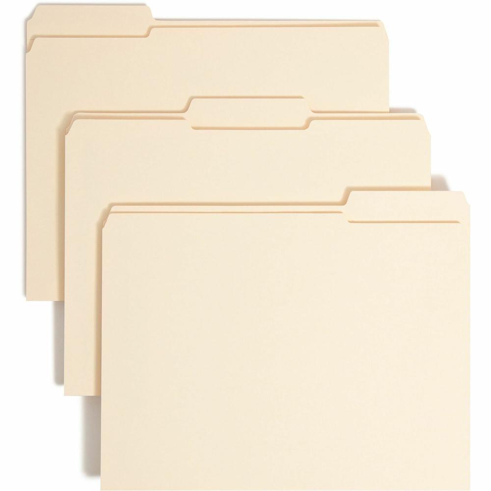Smead 1/3 Tab Cut Letter Recycled Fastener Folder - 8 1/2" x 11" - 1 1/2" Expansion - 2 x 2B Fastener(s) - 1 1/2" Fastener Capacity for Folder - Top Tab Location - Assorted Position Tab Position - Man. The main picture.