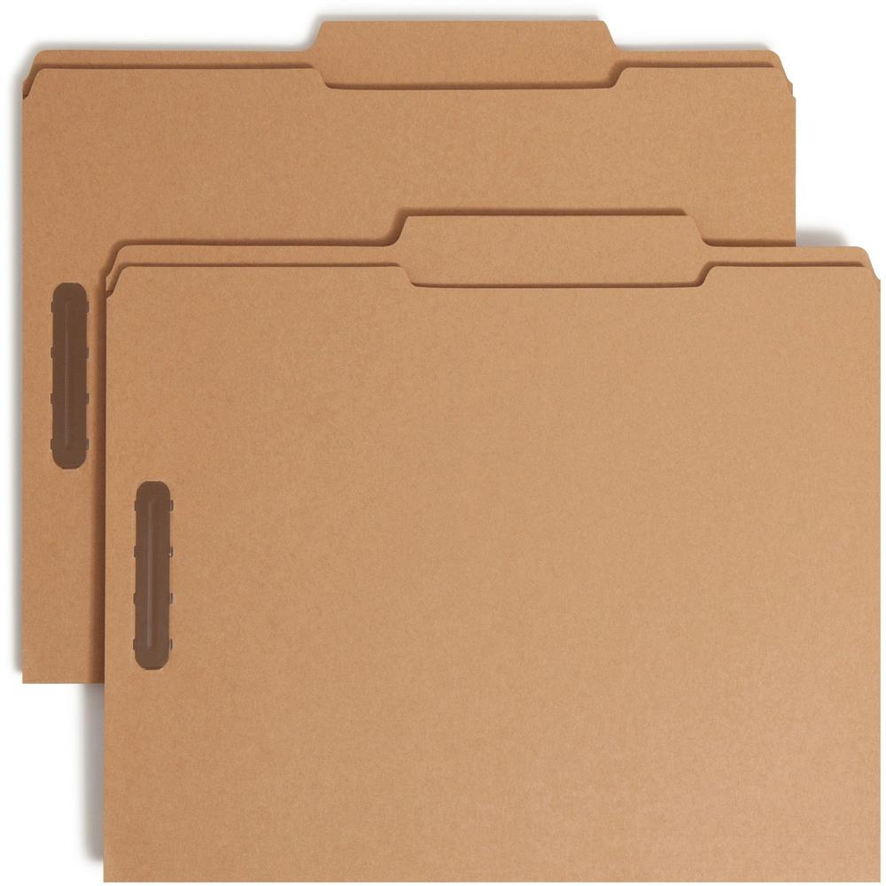 Smead 2/5 Tab Cut Letter Recycled Fastener Folder - 8 1/2" x 11" - 3/4" Expansion - 2 x 2K Fastener(s) - 2" Fastener Capacity for Folder - Top Tab Location - Right of Center Tab Position - Kraft - Kra. Picture 1
