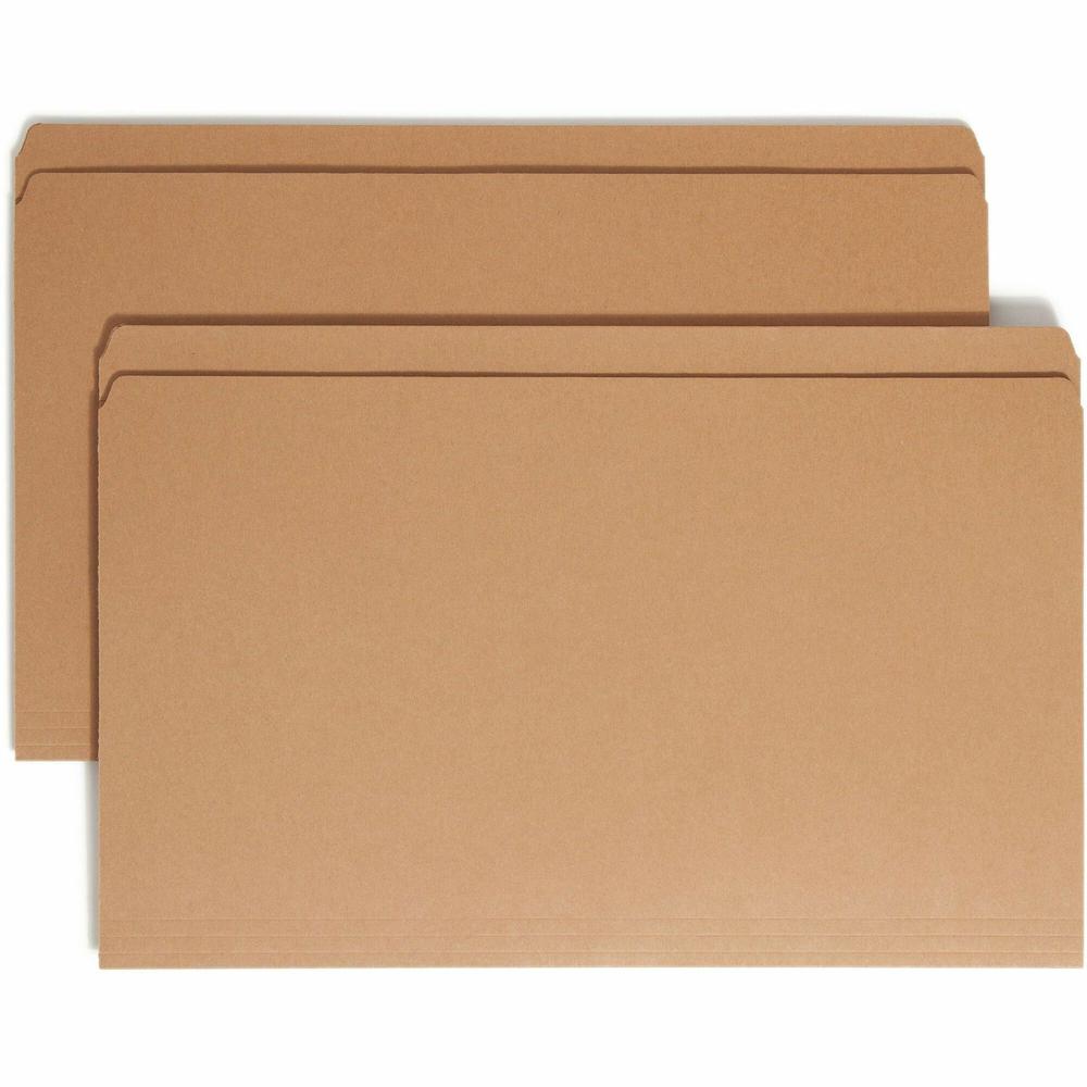 Smead Straight Tab Cut Legal Recycled Top Tab File Folder - 8 1/2" x 14" - Kraft - Kraft - 10% Recycled - 100 / Box. Picture 1