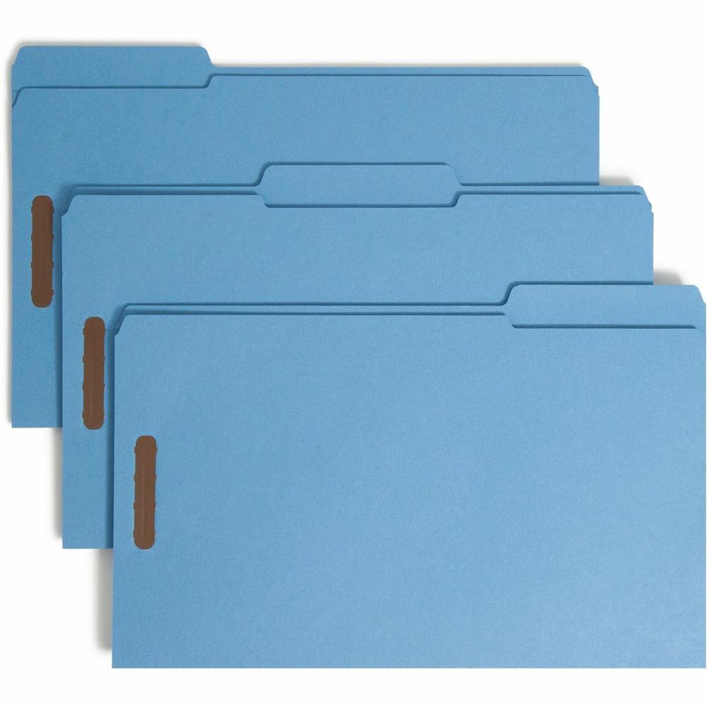 Smead Colored 1/3 Tab Cut Legal Recycled Fastener Folder - 8 1/2" x 14" - 3/4" Expansion - 2 x 2K Fastener(s) - 2" Fastener Capacity for Folder - Top Tab Location - Assorted Position Tab Position - Bl. The main picture.