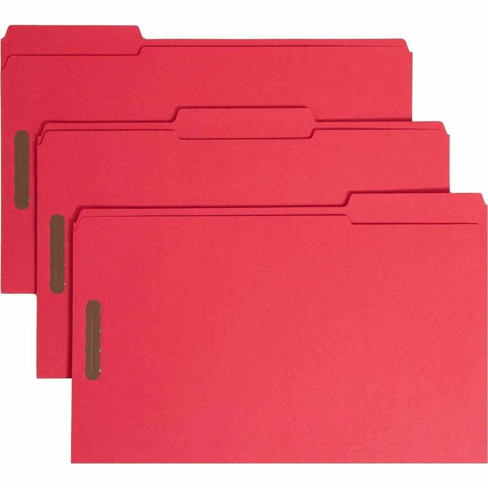 Smead Colored 1/3 Tab Cut Legal Recycled Fastener Folder - 8 1/2" x 14" - 3/4" Expansion - 2 x 2K Fastener(s) - 2" Fastener Capacity for Folder - Top Tab Location - Assorted Position Tab Position - Re. Picture 1
