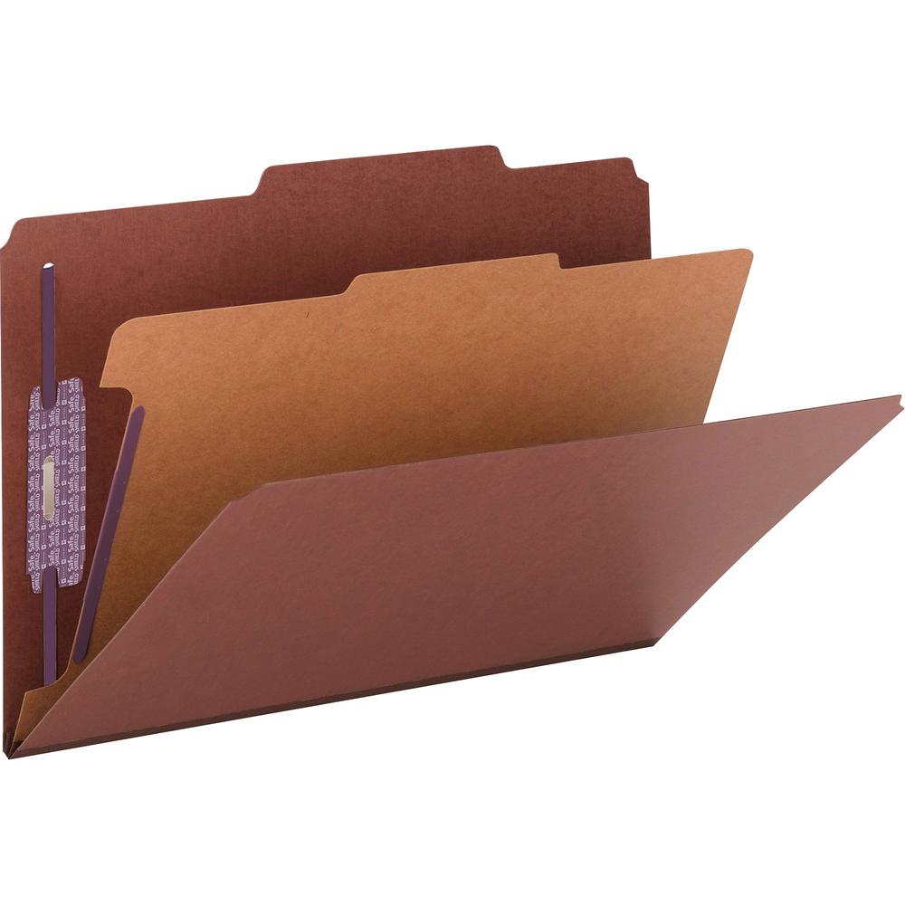 Smead SafeSHIELD 2/5 Tab Cut Legal Recycled Classification Folder - 8 1/2" x 14" - 2" Expansion - 2 x 2S Fastener(s) - 2" Fastener Capacity for Folder - Top Tab Location - Right of Center Tab Position. Picture 1