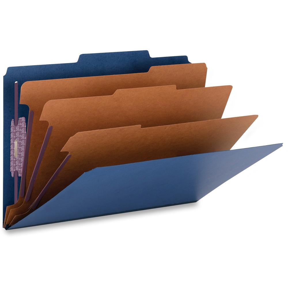 Smead SafeSHIELD 2/5 Tab Cut Legal Recycled Classification Folder - 8 1/2" x 14" - 3" Expansion - 2 x 2S Fastener(s) - 2" Fastener Capacity for Folder - Top Tab Location - Right of Center Tab Position. Picture 1