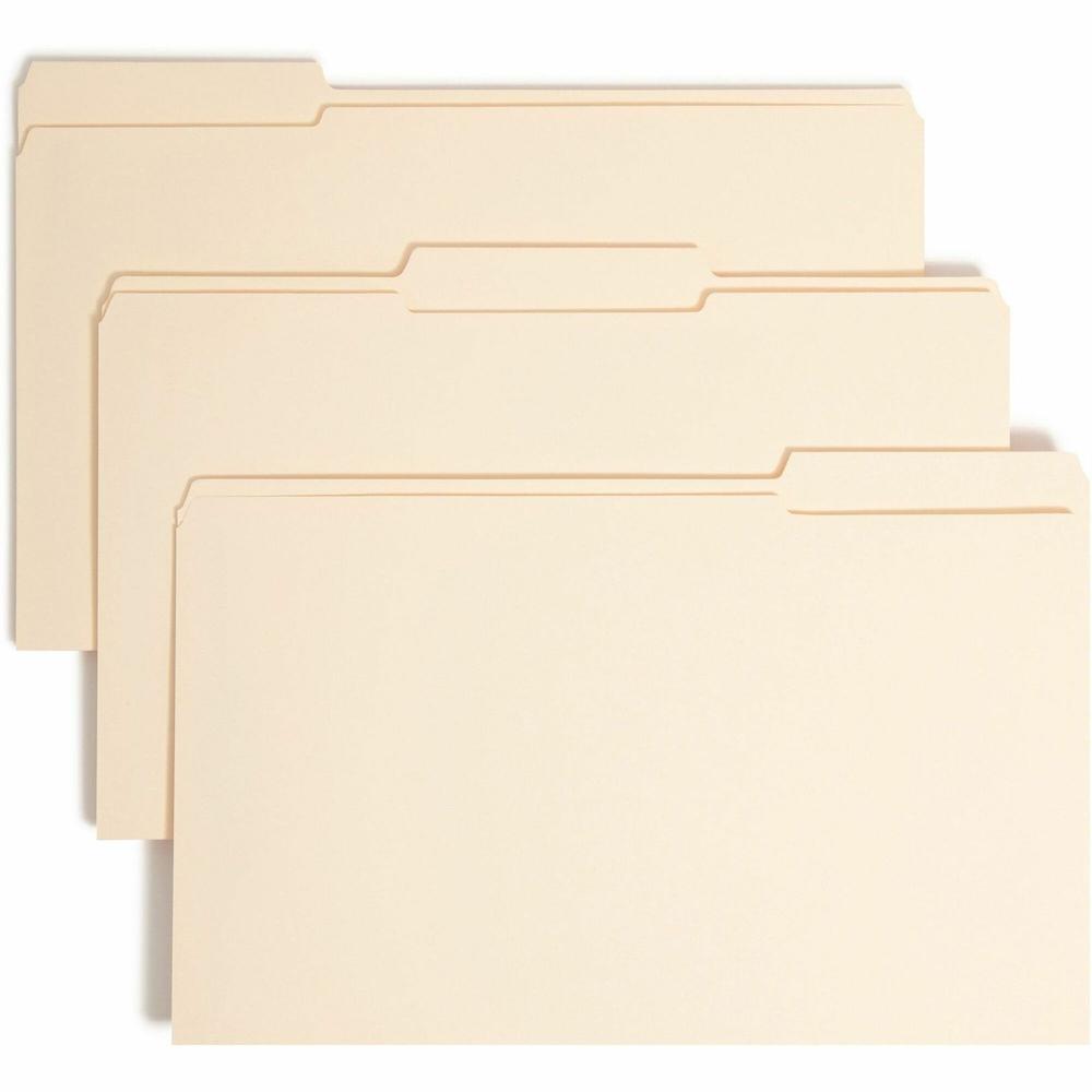 Smead 1/3 Tab Cut Legal Recycled Fastener Folder - 8 1/2" x 14" - 1 1/2" Expansion - 2 x 2B Fastener(s) - 1 1/2" Fastener Capacity for Folder - Top Tab Location - Assorted Position Tab Position - Mani. Picture 1