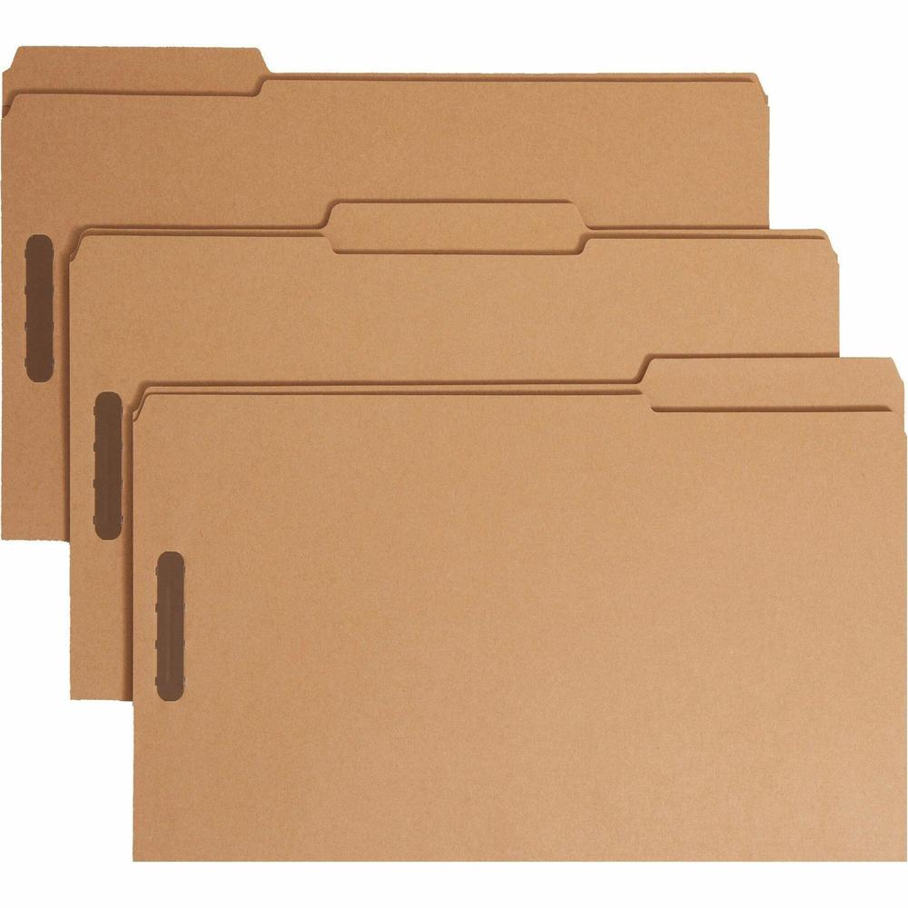 Smead 1/3 Tab Cut Legal Recycled Fastener Folder - 8 1/2" x 14" - 3/4" Expansion - 2 x 2K Fastener(s) - 2" Fastener Capacity for Folder - Top Tab Location - Assorted Position Tab Position - Kraft - Kr. Picture 1